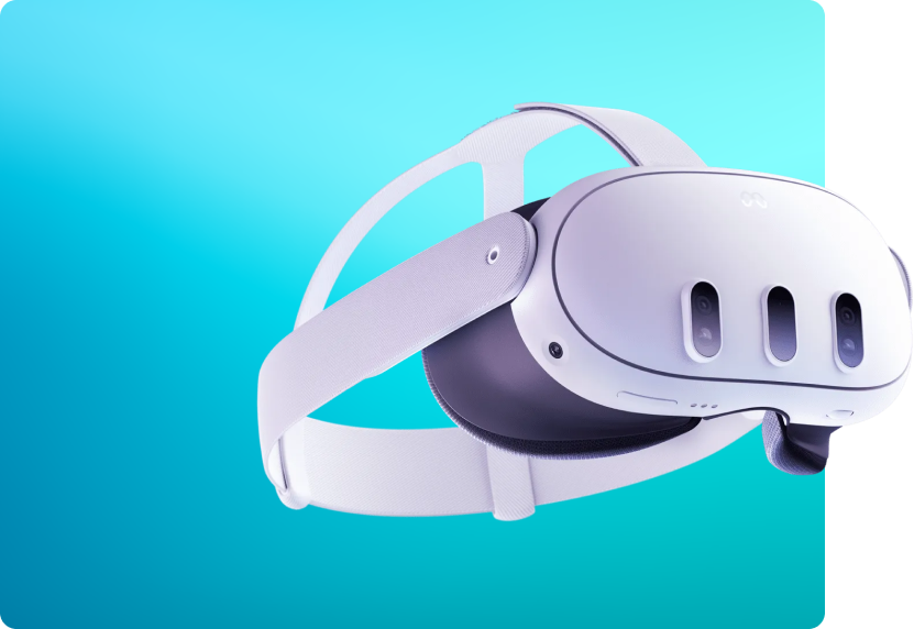 Moderne VR-headset op blauwe achtergrond