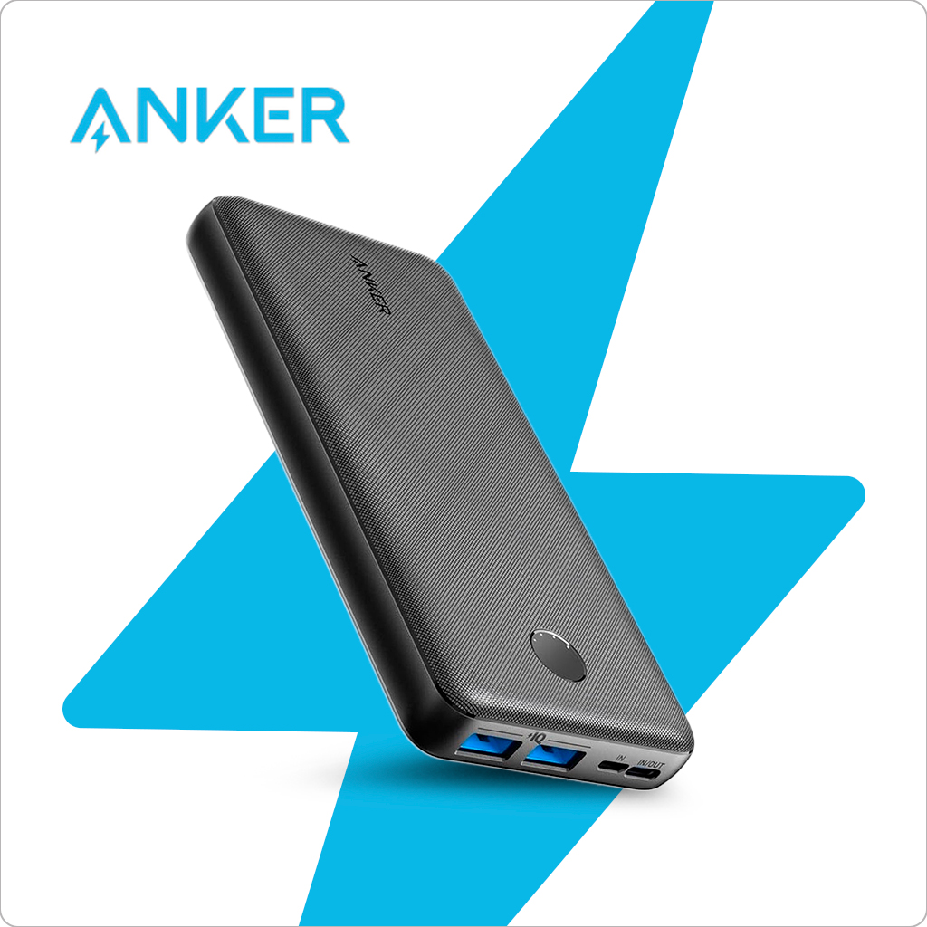 Anker powerbank, zwart, met USB-poorten