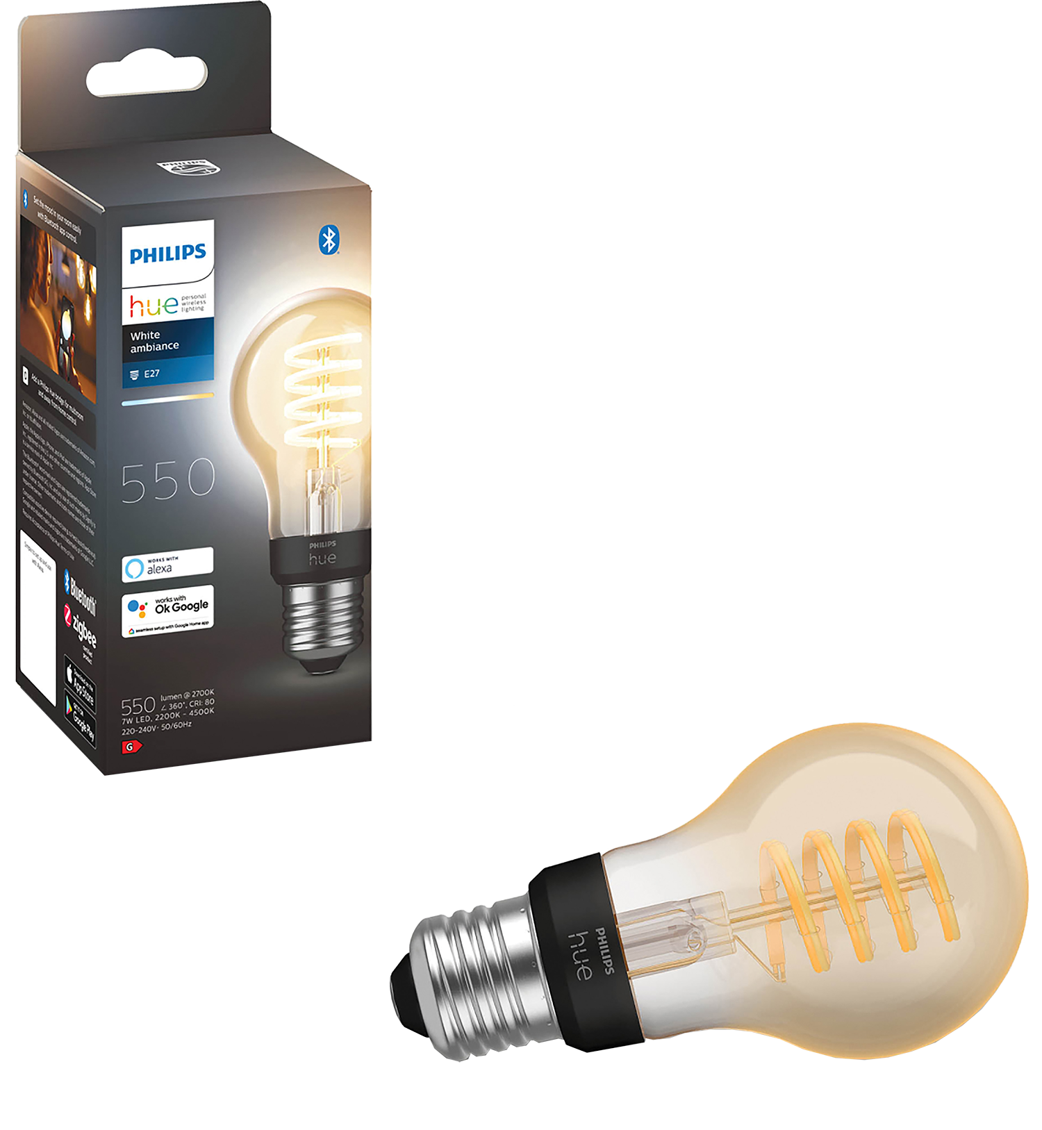 Philips Hue Filamentlamp White Ambiance Standaard E27