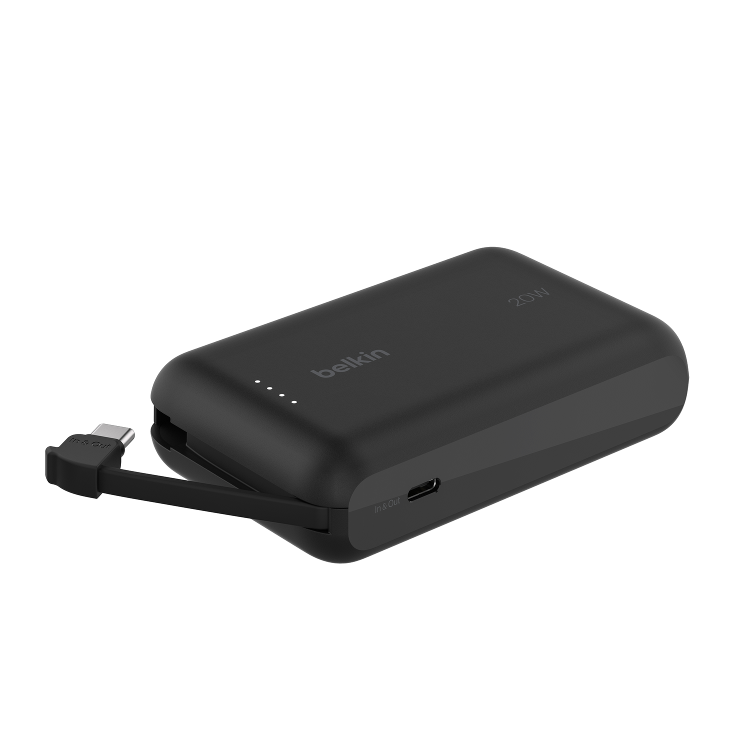 BELKIN 10000 mAh 20W PD Powerbank met geïntegreerde USB‑C kabel – Zwart